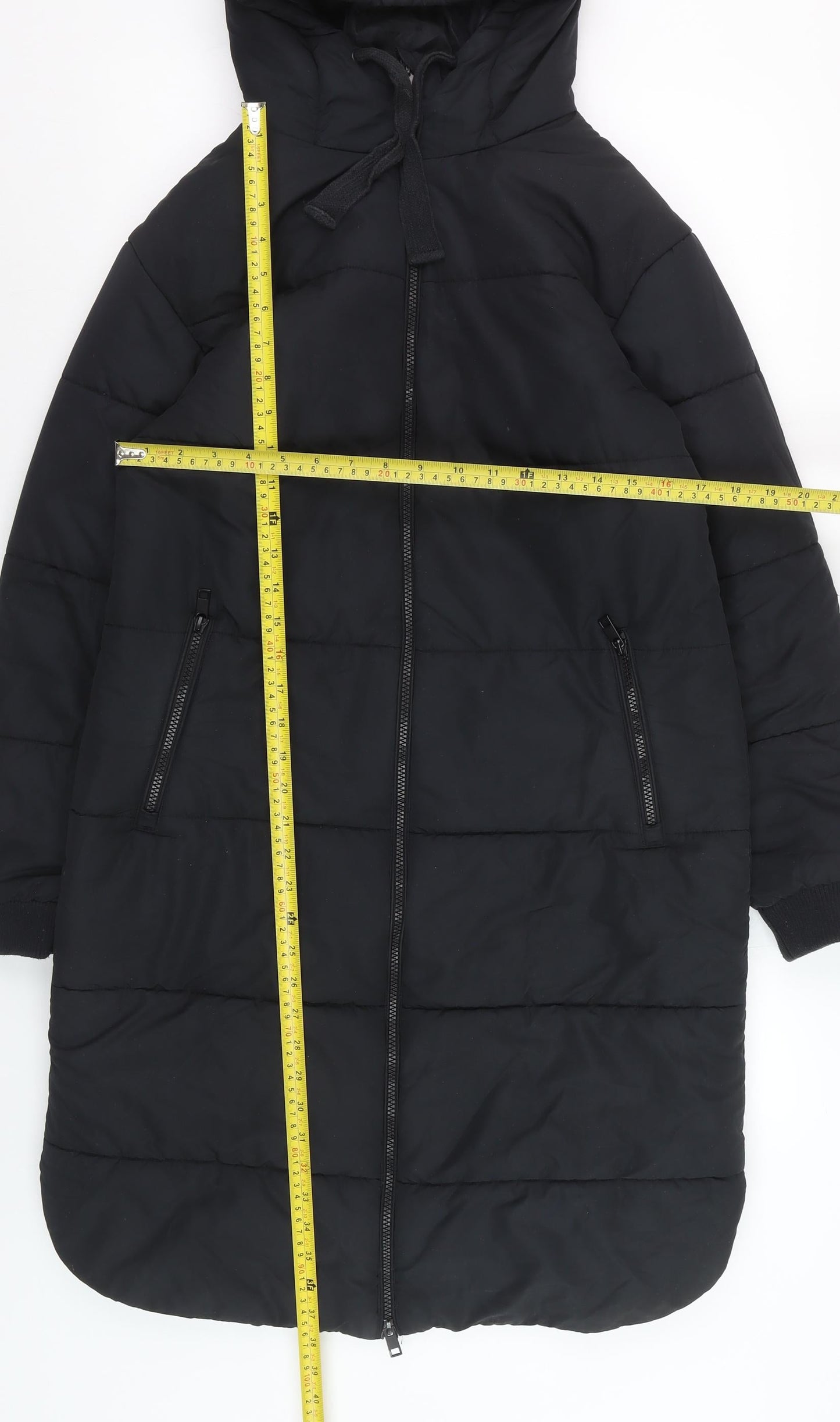 Marks and Spencer Women’s Black Long Hooded Puffer Coat Size 8