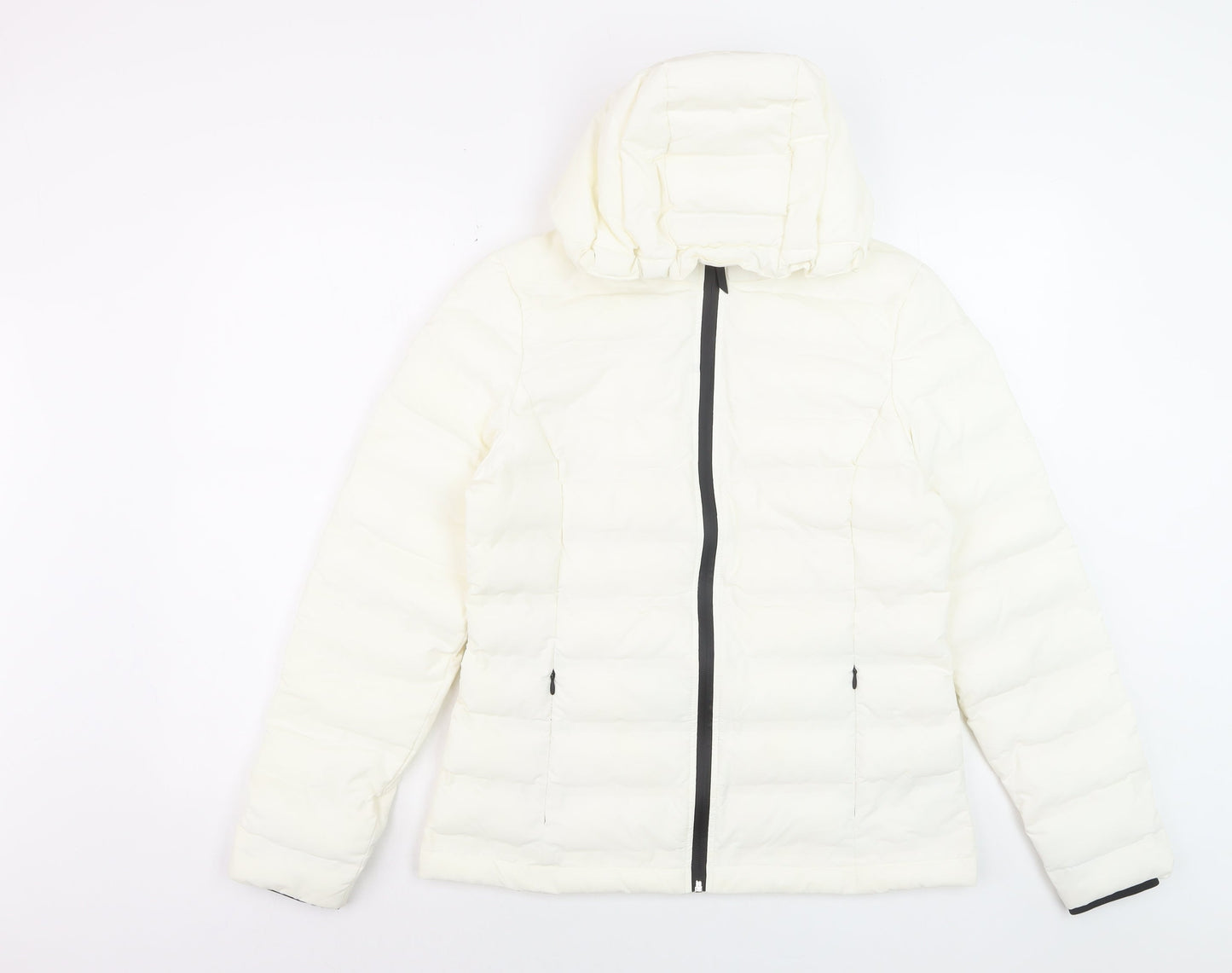 Marks and Spencer Women's White Puffer Jacket Size 10 Hooded Winter Coat