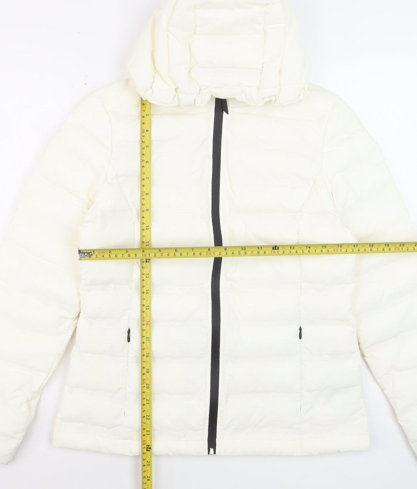 Marks and Spencer Women's White Puffer Jacket Size 10 Hooded Winter Coat