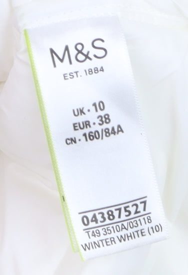 Marks and Spencer Women's White Puffer Jacket Size 10 Hooded Winter Coat