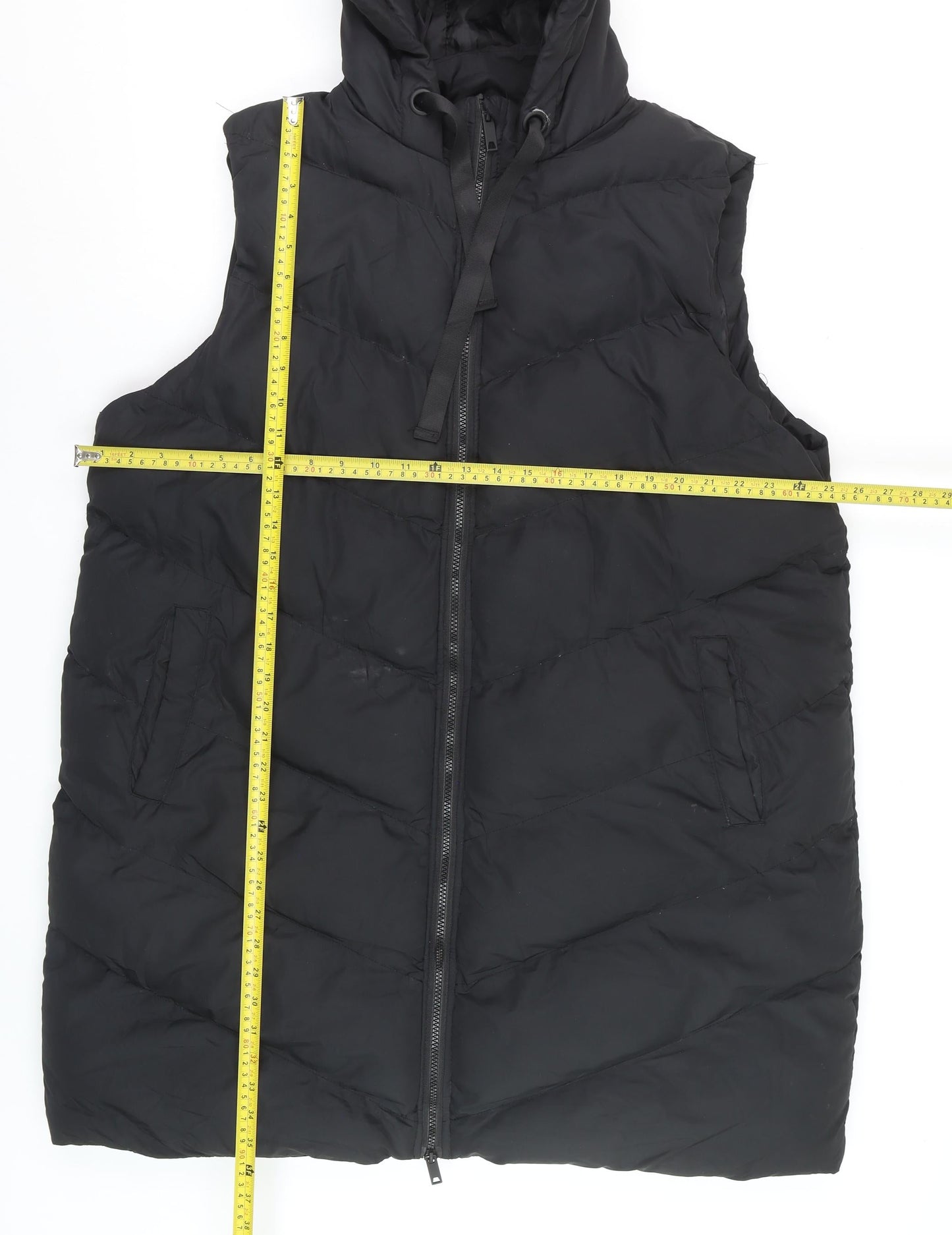 Fluid Women's Black Puffer Hooded Waistcoat Size 20