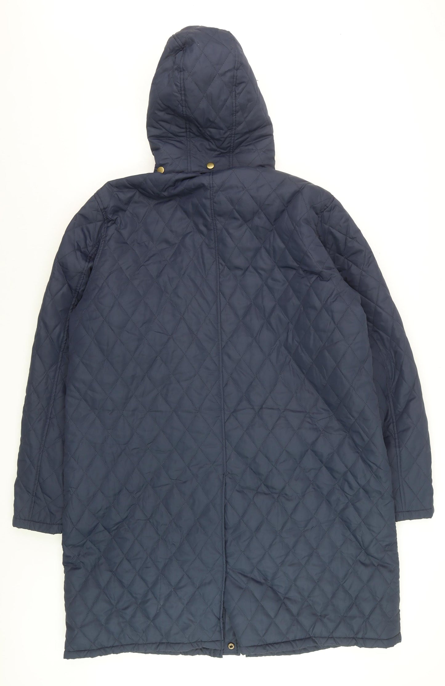 Cotton Traders Women’s Blue Quilted Long Hooded Coat XL