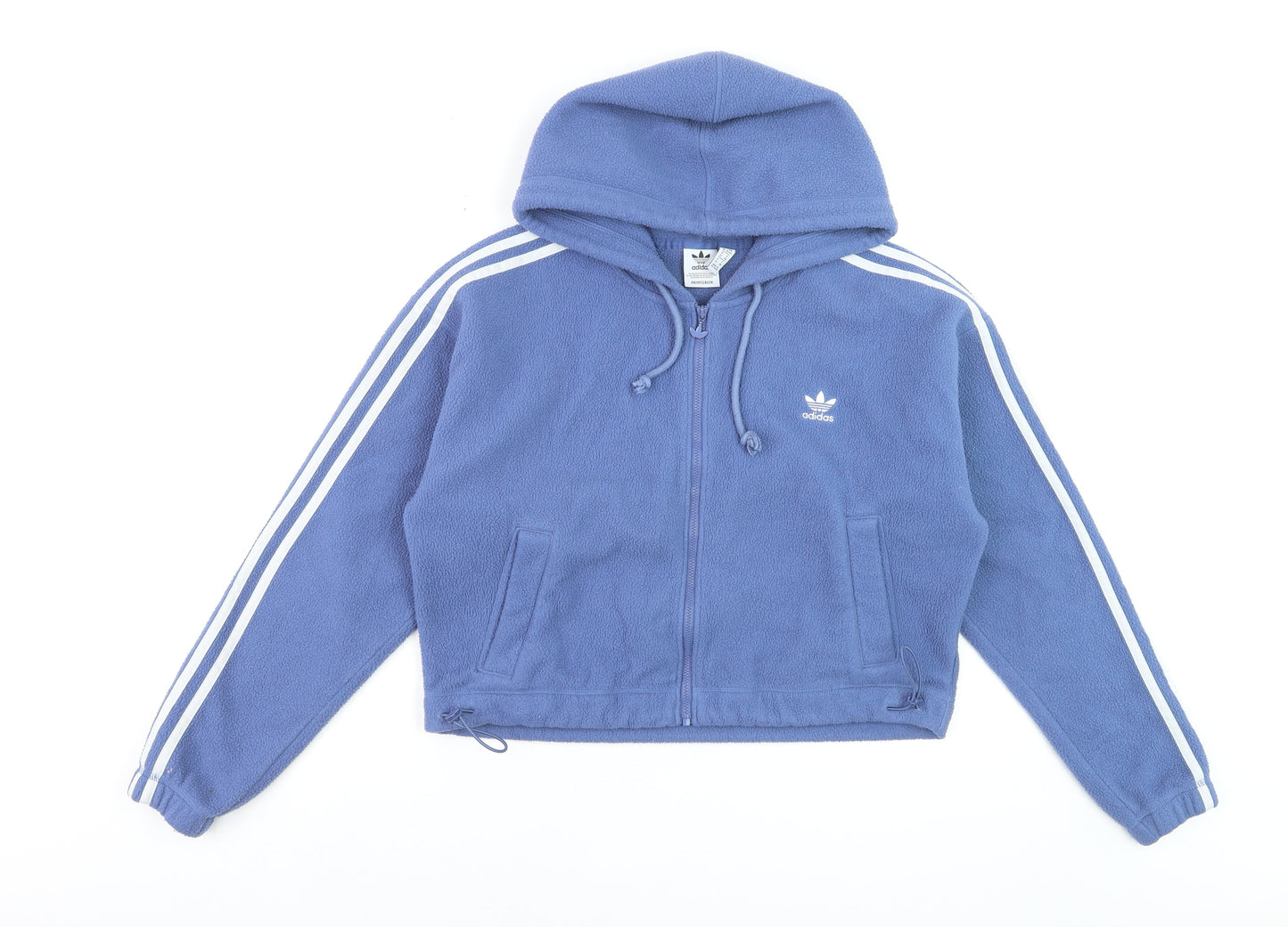 Adidas Women Blue Full Zip Hoodie Fleece XS UK6 Hooded Sweatshirt