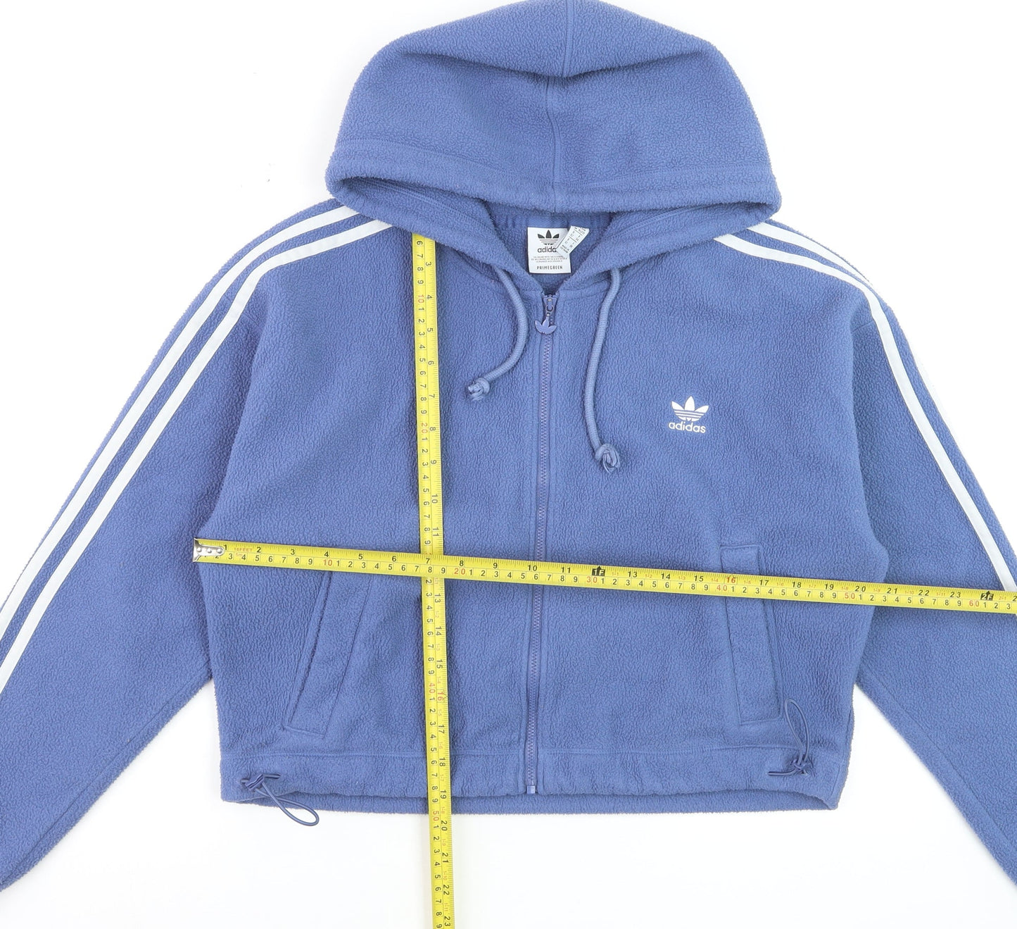 Adidas Women Blue Full Zip Hoodie Fleece XS UK6 Hooded Sweatshirt