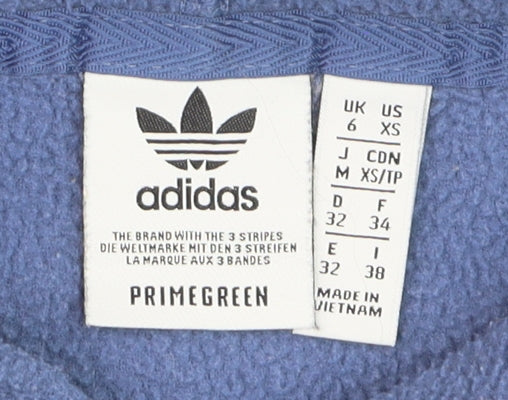 Adidas Women Blue Full Zip Hoodie Fleece XS UK6 Hooded Sweatshirt