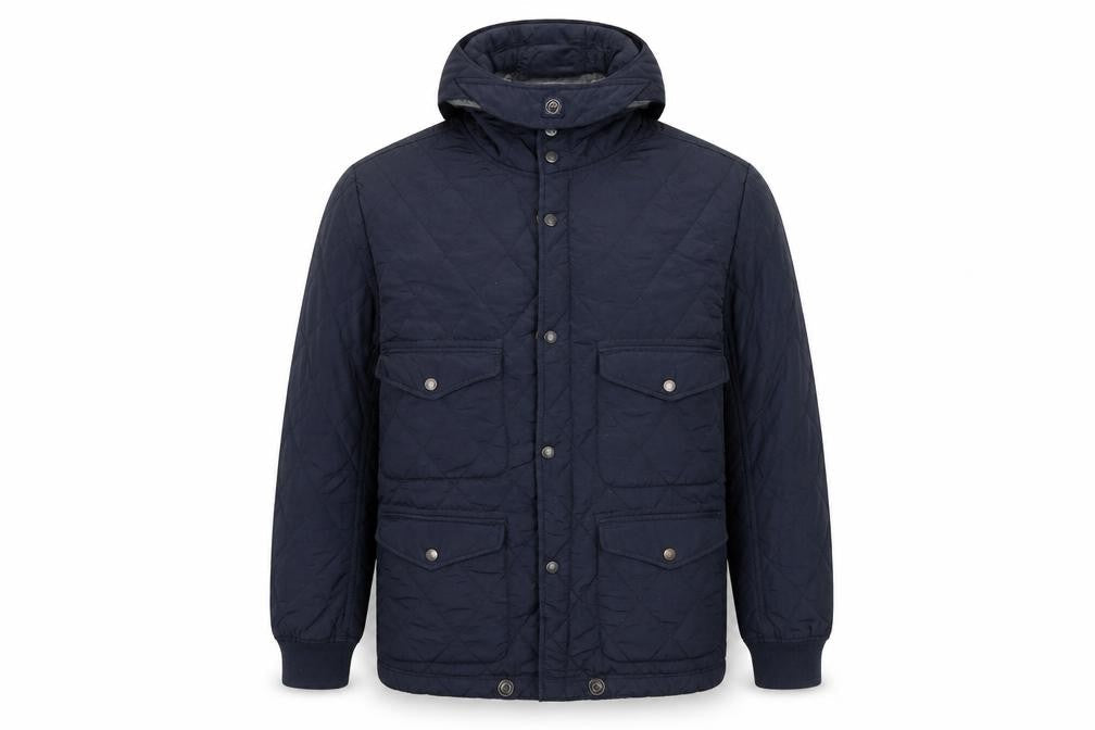 Duck and Cover Men's Blue Quilted Hooded Jacket XL