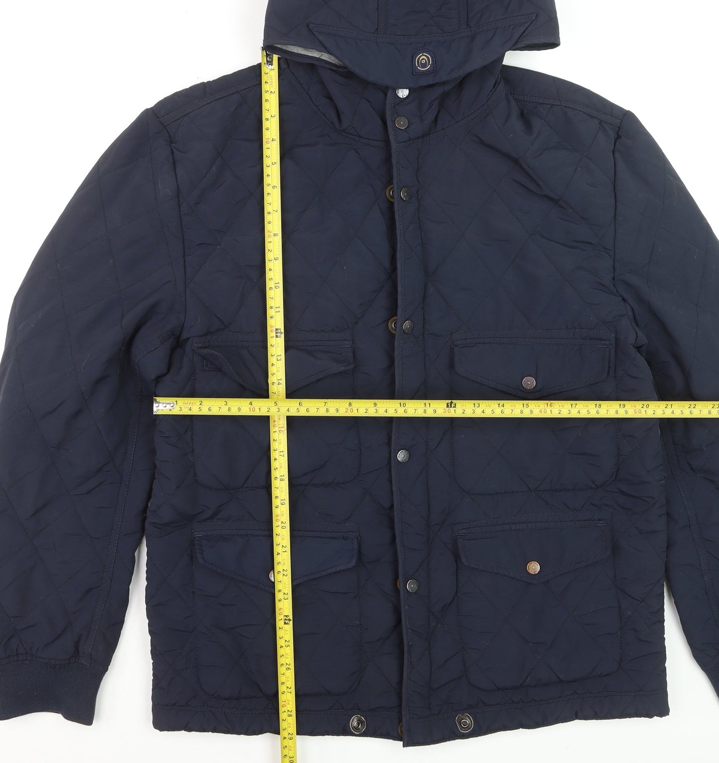 Duck and Cover Men's Blue Quilted Hooded Jacket XL