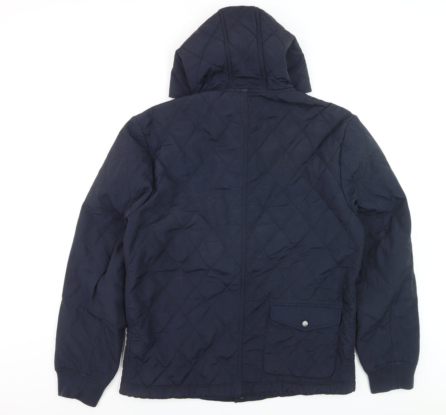 Duck and Cover Men's Blue Quilted Hooded Jacket XL