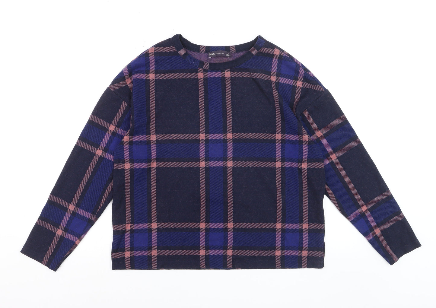 Marks and Spencer Women’s Multicoloured Check Long Sleeve T-Shirt Size 12