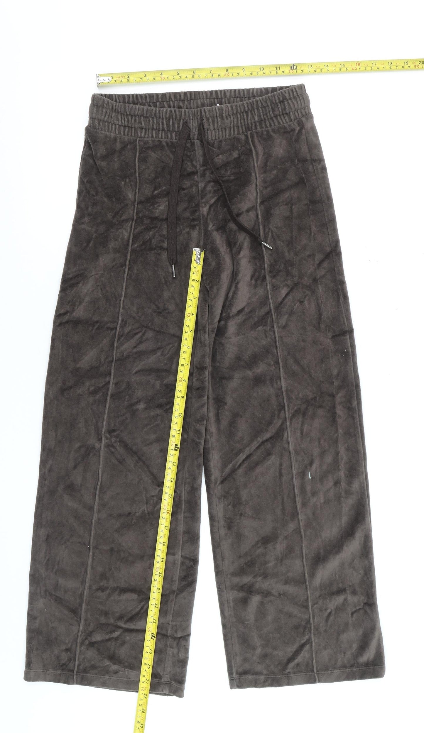 H&M Divided Womens Brown Velour Wide Leg Sweatpants XS