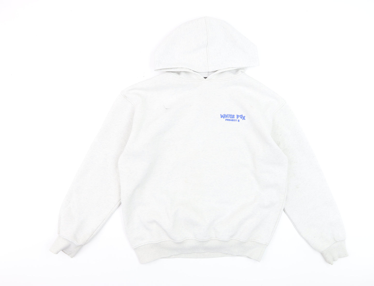 White Fox Women’s Grey Hoodie Small Pullover Graphic Logo Sweatshirt