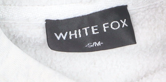 White Fox Women’s Grey Hoodie Small Pullover Graphic Logo Sweatshirt