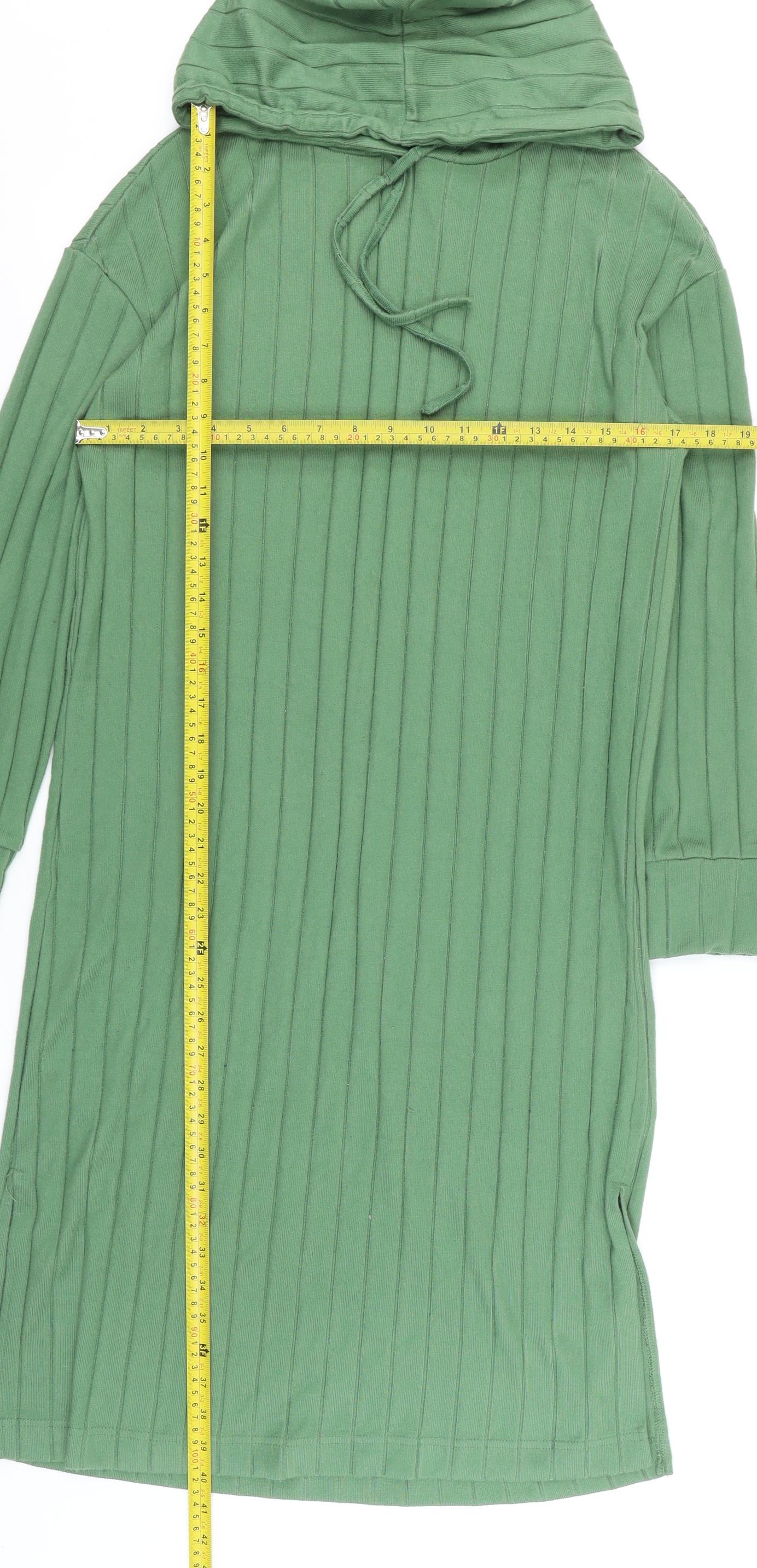 John Lewis Women’s Green Small Hooded Long Sleeve T-Shirt Dress