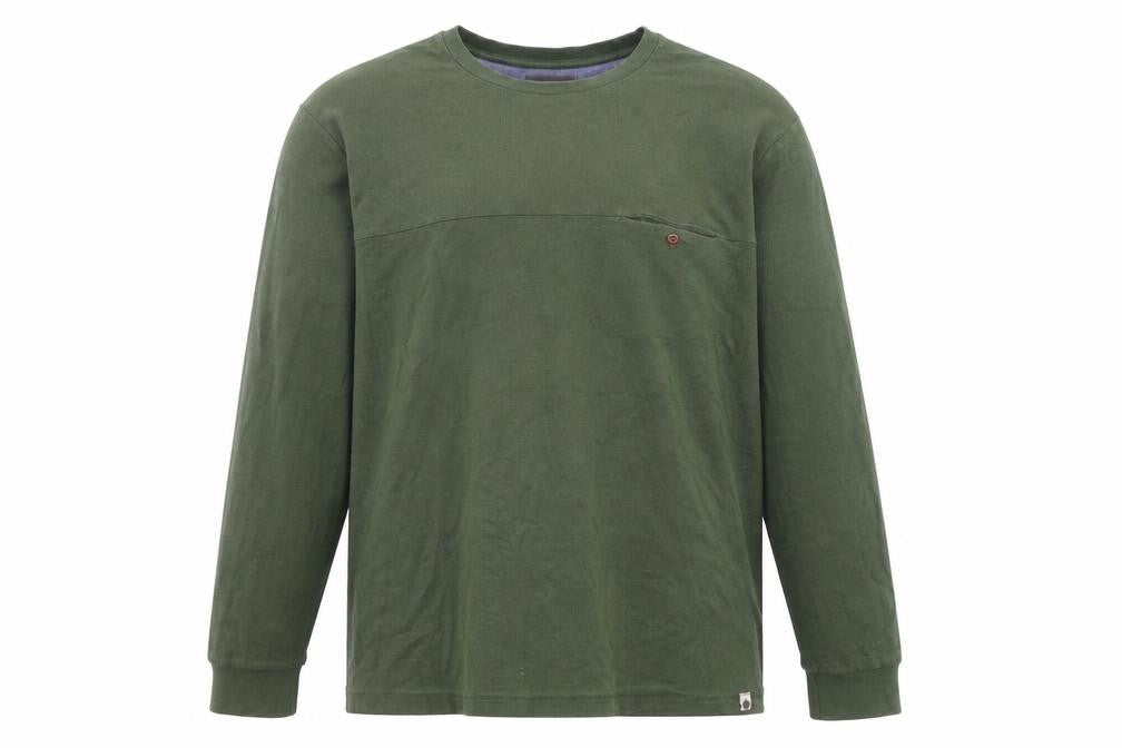 White Stuff Men's Green Long Sleeve Cotton Crew Neck T-Shirt Size L
