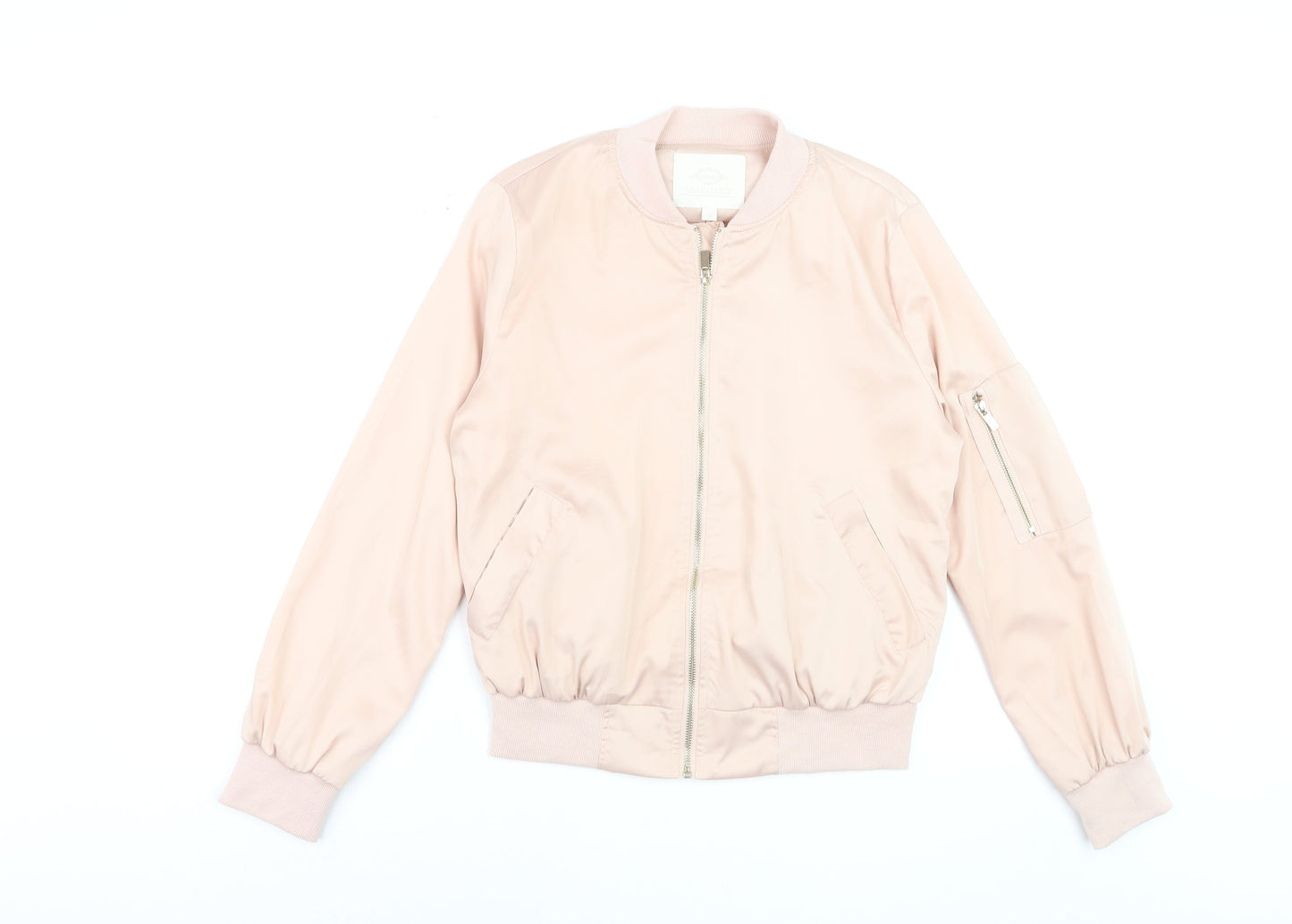 Vera & Lucy Women Pink Bomber Jacket M Polyester Lined Zip Pockets
