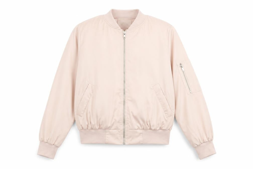 Vera & Lucy Women Pink Bomber Jacket M Polyester Lined Zip Pockets