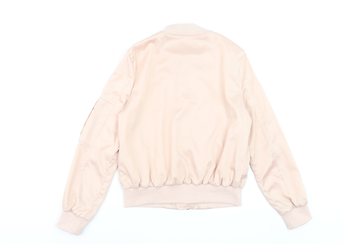 Vera & Lucy Women Pink Bomber Jacket M Polyester Lined Zip Pockets