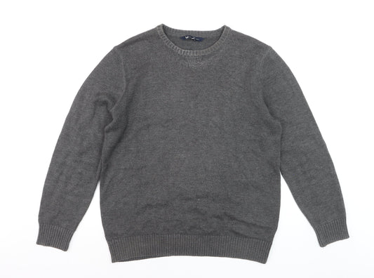 Crew Clothing Company Mens Grey L Pullover Jumper Cotton Blend