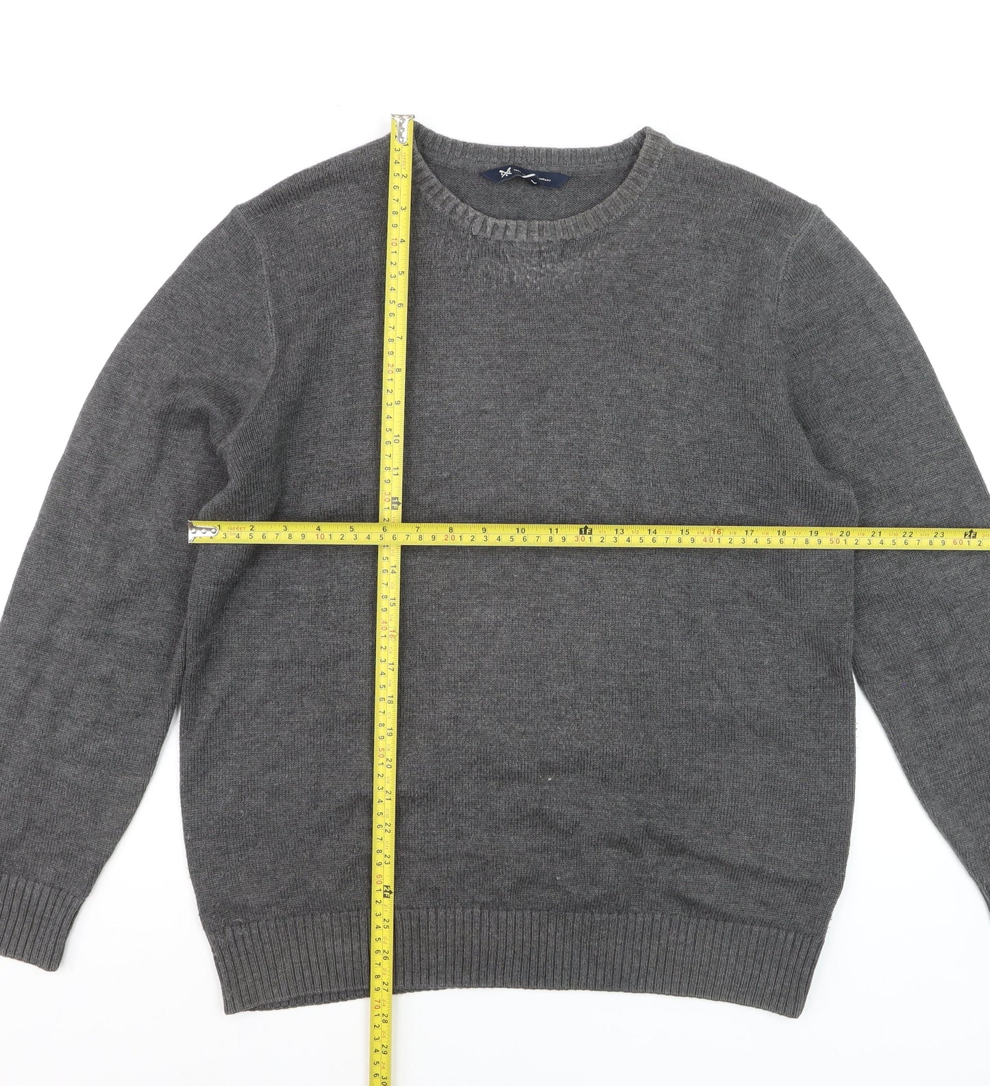 Crew Clothing Company Mens Grey L Pullover Jumper Cotton Blend