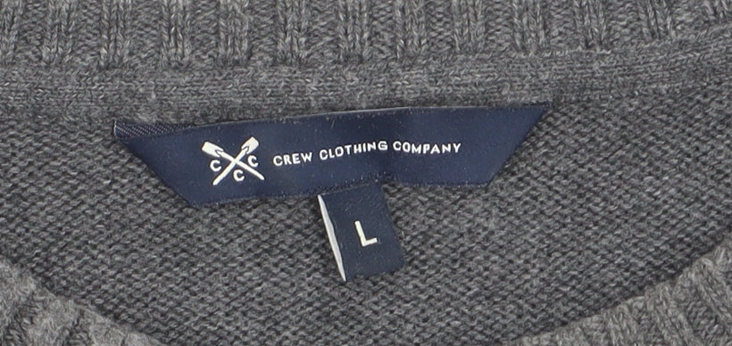 Crew Clothing Company Mens Grey L Pullover Jumper Cotton Blend