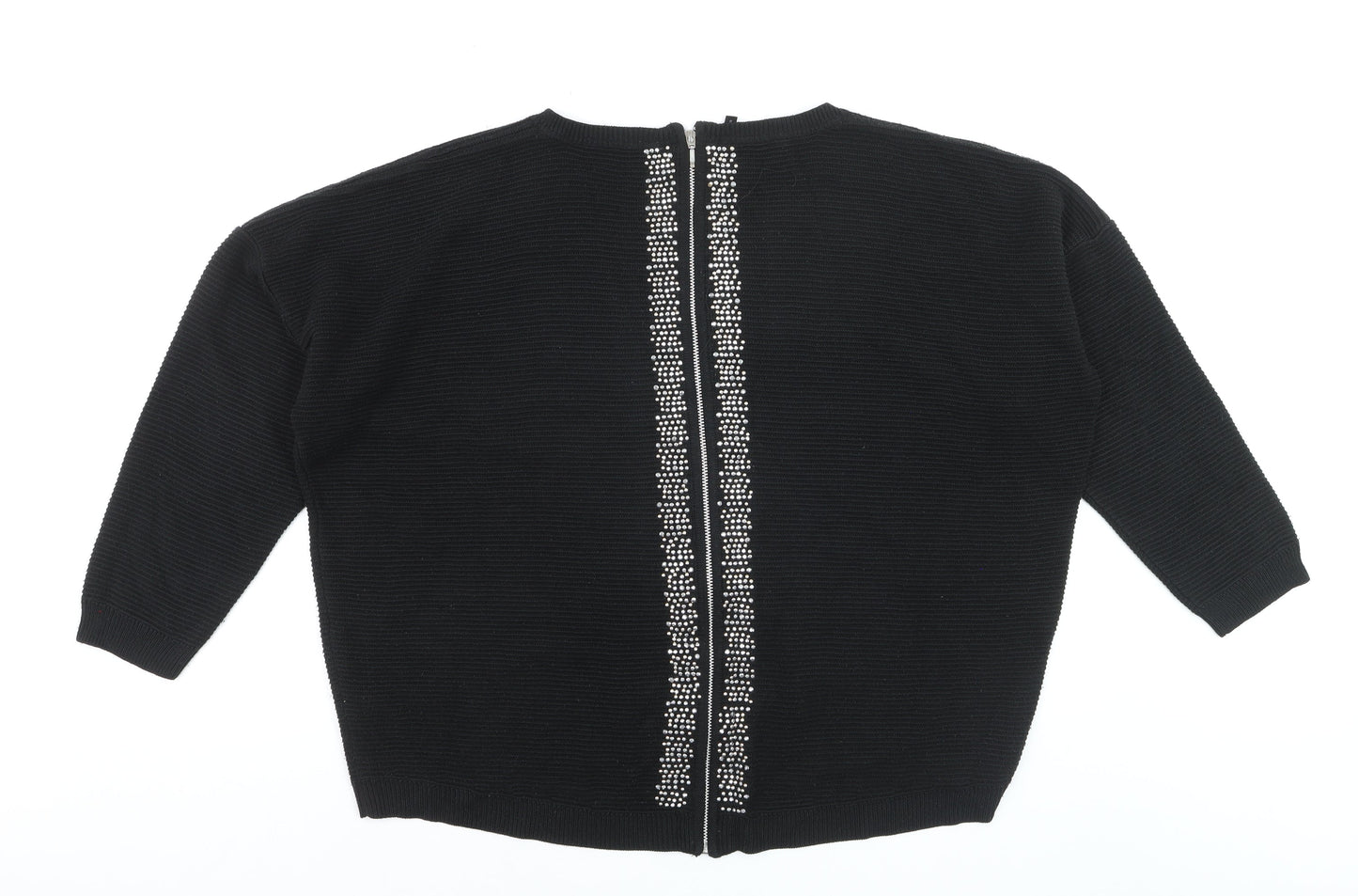 Anthology Women’s Black Plus Size 20/22 Rhinestone Back Zip Jumper