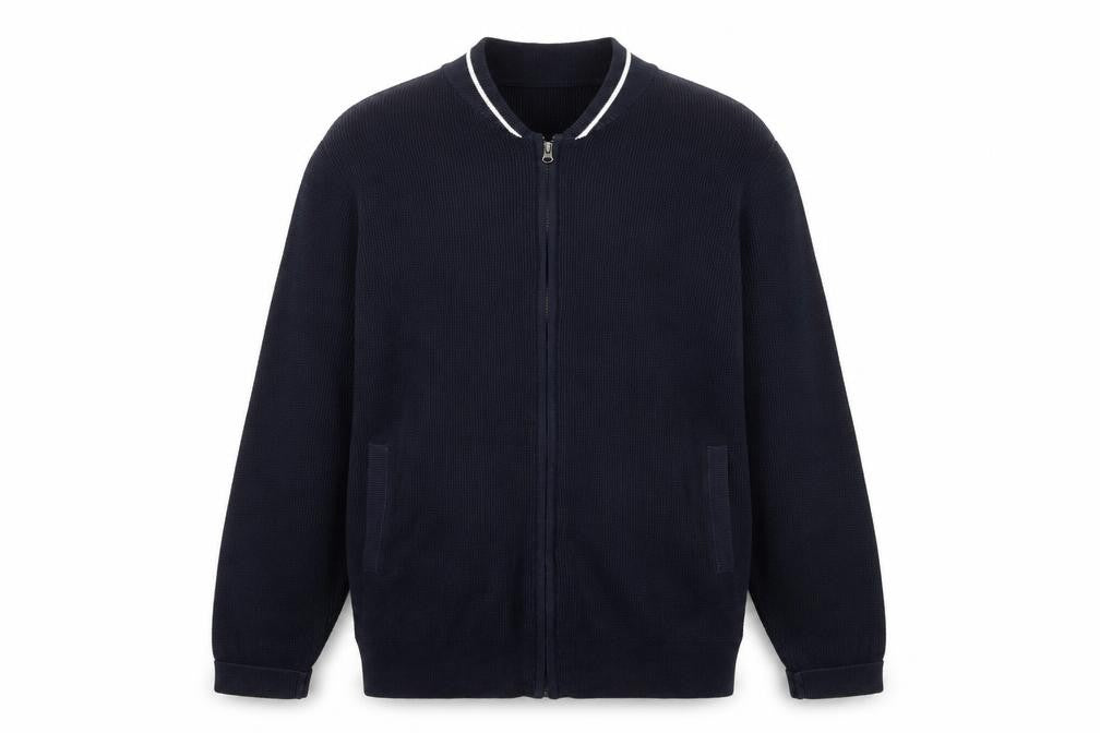 Pegasus Men's Blue XL Full Zip Cotton Knit Jumper