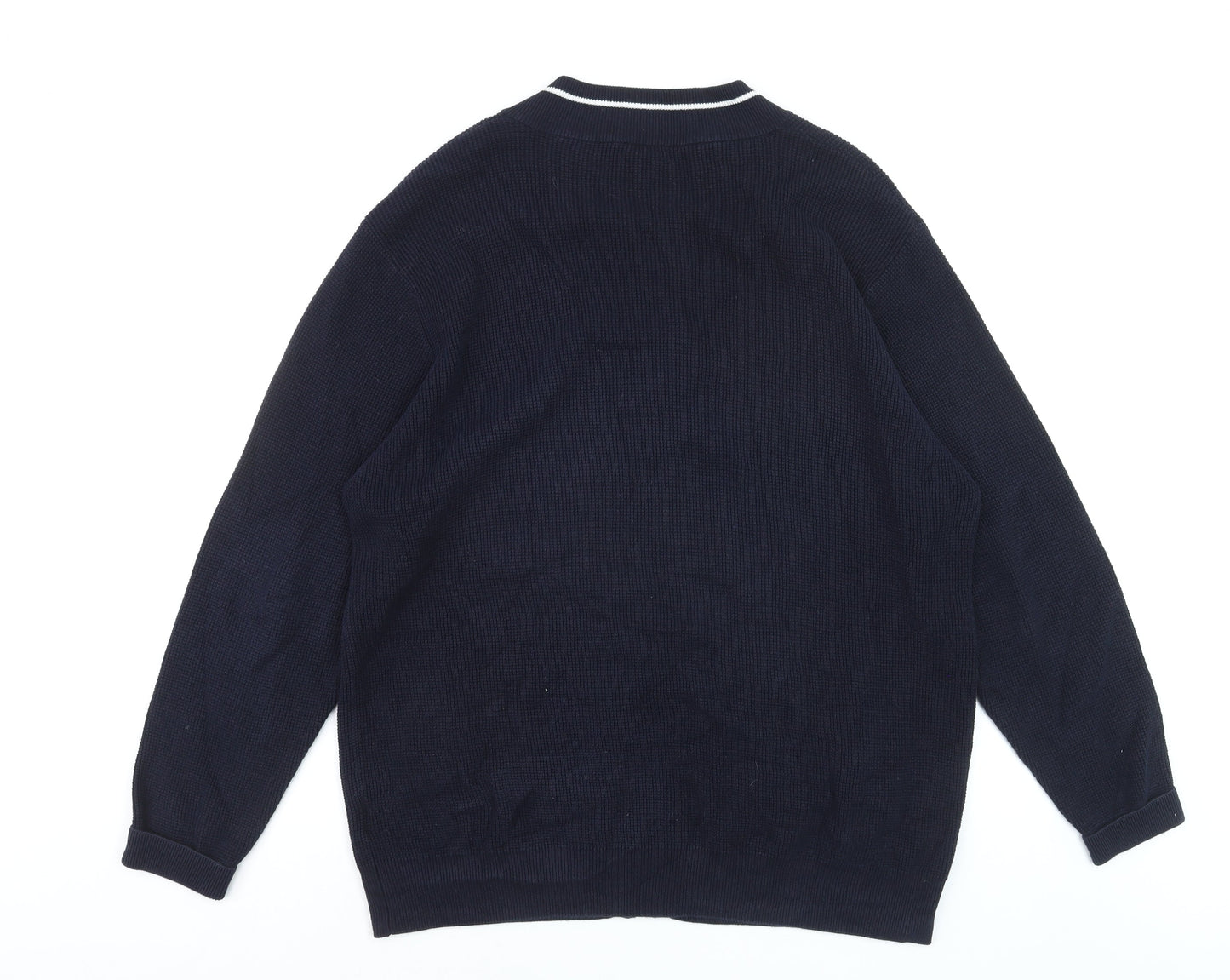 Pegasus Men's Blue XL Full Zip Cotton Knit Jumper
