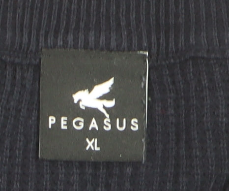 Pegasus Men's Blue XL Full Zip Cotton Knit Jumper
