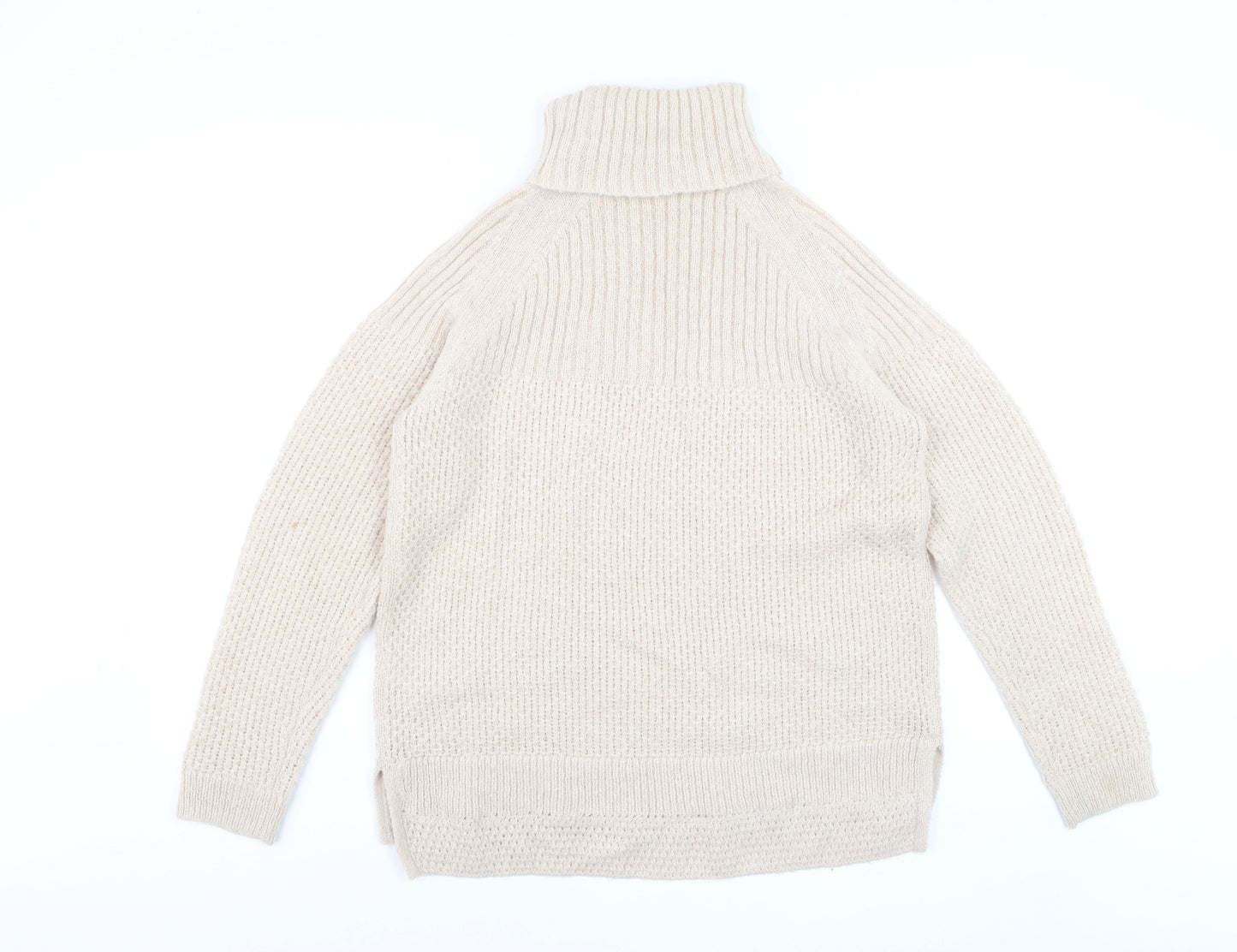 White Stuff Women Beige Roll Neck Chunky Knit Jumper Size 14