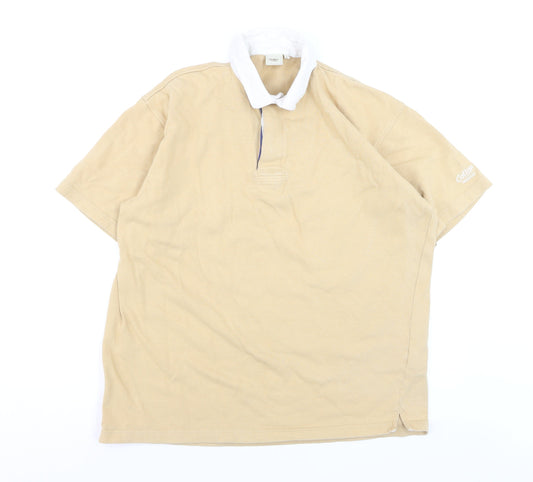 Cotton Traders Men's Beige Short Sleeve Polo Shirt Size L 100% Cotton