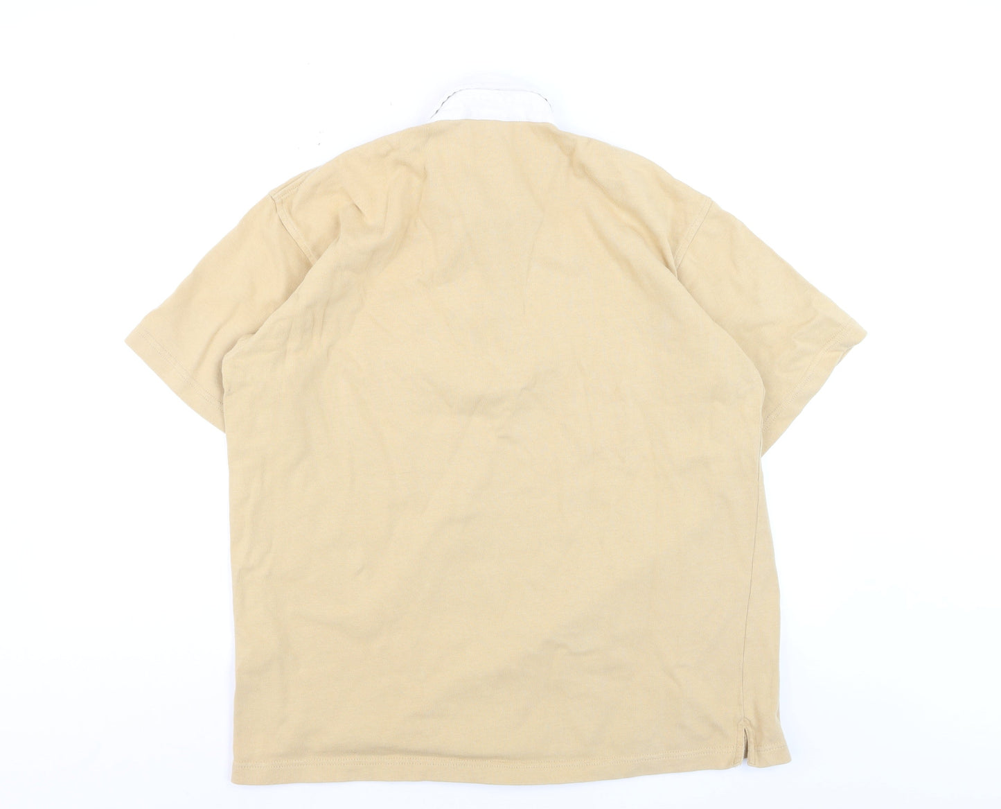Cotton Traders Men's Beige Short Sleeve Polo Shirt Size L 100% Cotton