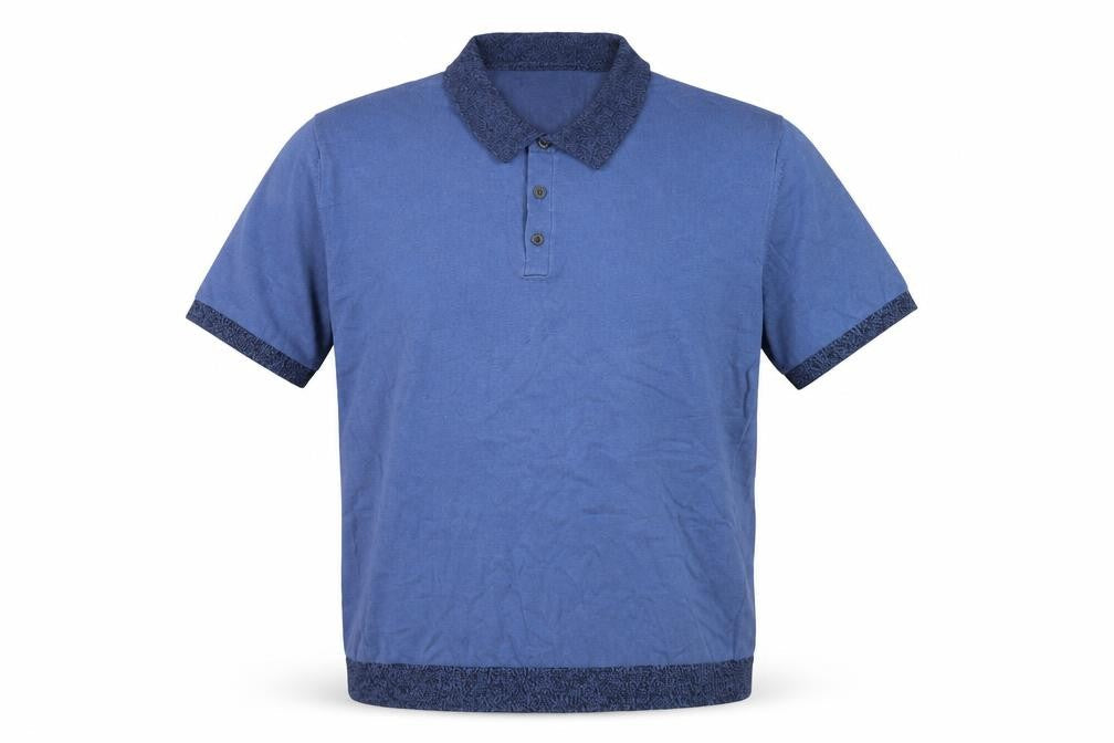 Marks & Spencer Men's Blue Knit Polo Shirt Size L Short Sleeve
