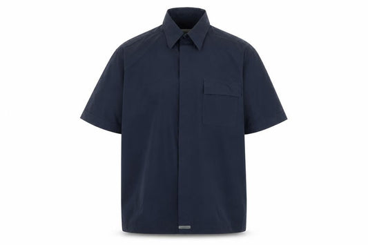 Thomas Browne Men's Navy Blue Short Sleeve Cotton Blend Button-Up Shirt M