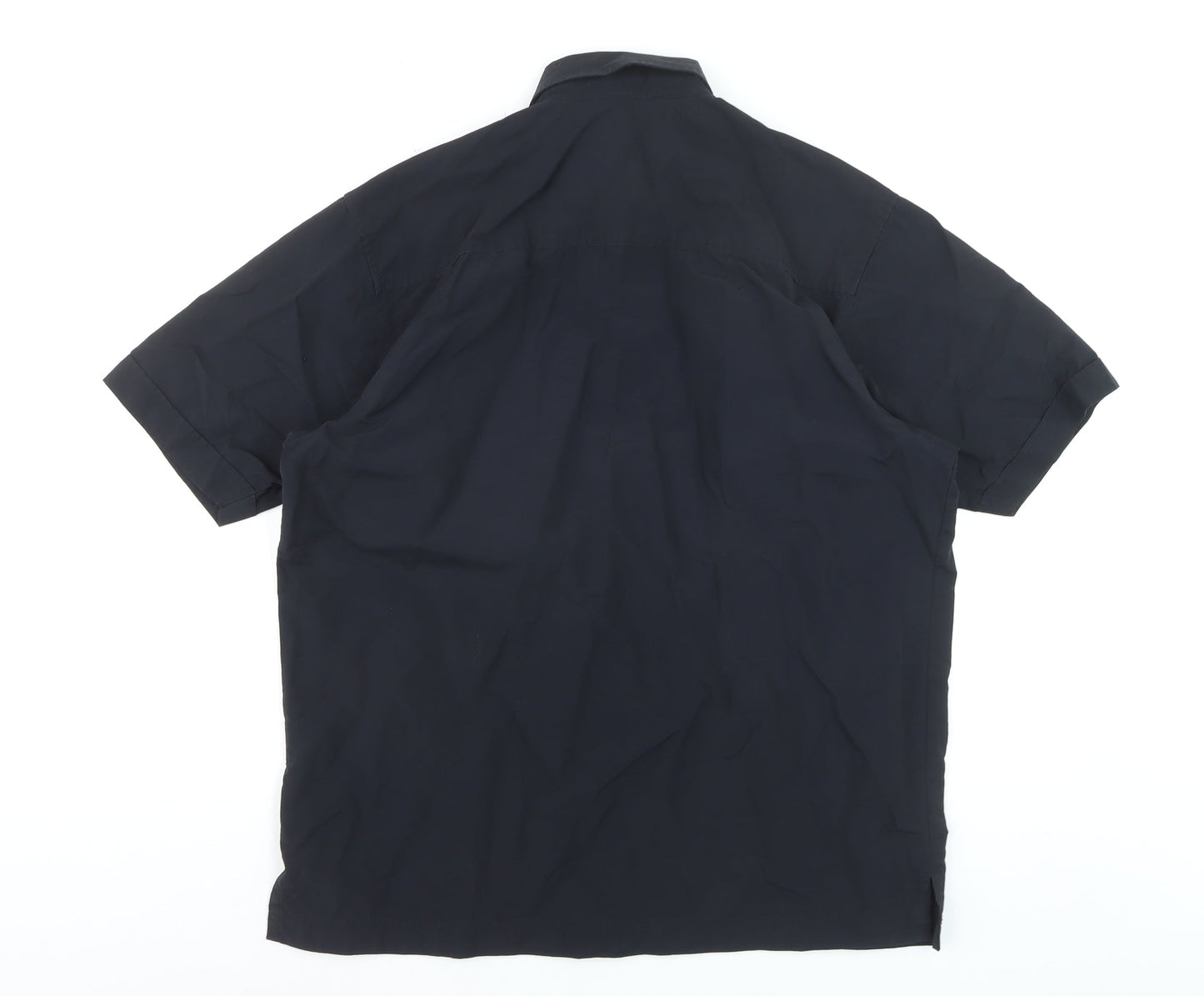 Thomas Browne Men's Navy Blue Short Sleeve Cotton Blend Button-Up Shirt M