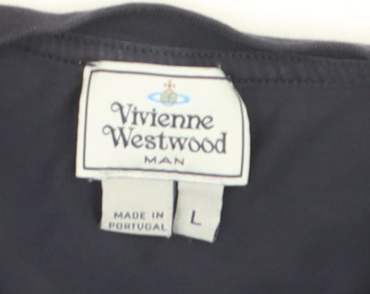 Vivienne Westwood Men's Blue Cotton Logo T-Shirt Size L
