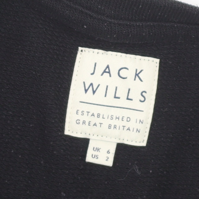 Jack Wills Womens Black Pullover Sweatshirt UK 6 Long Sleeve Crew Neck