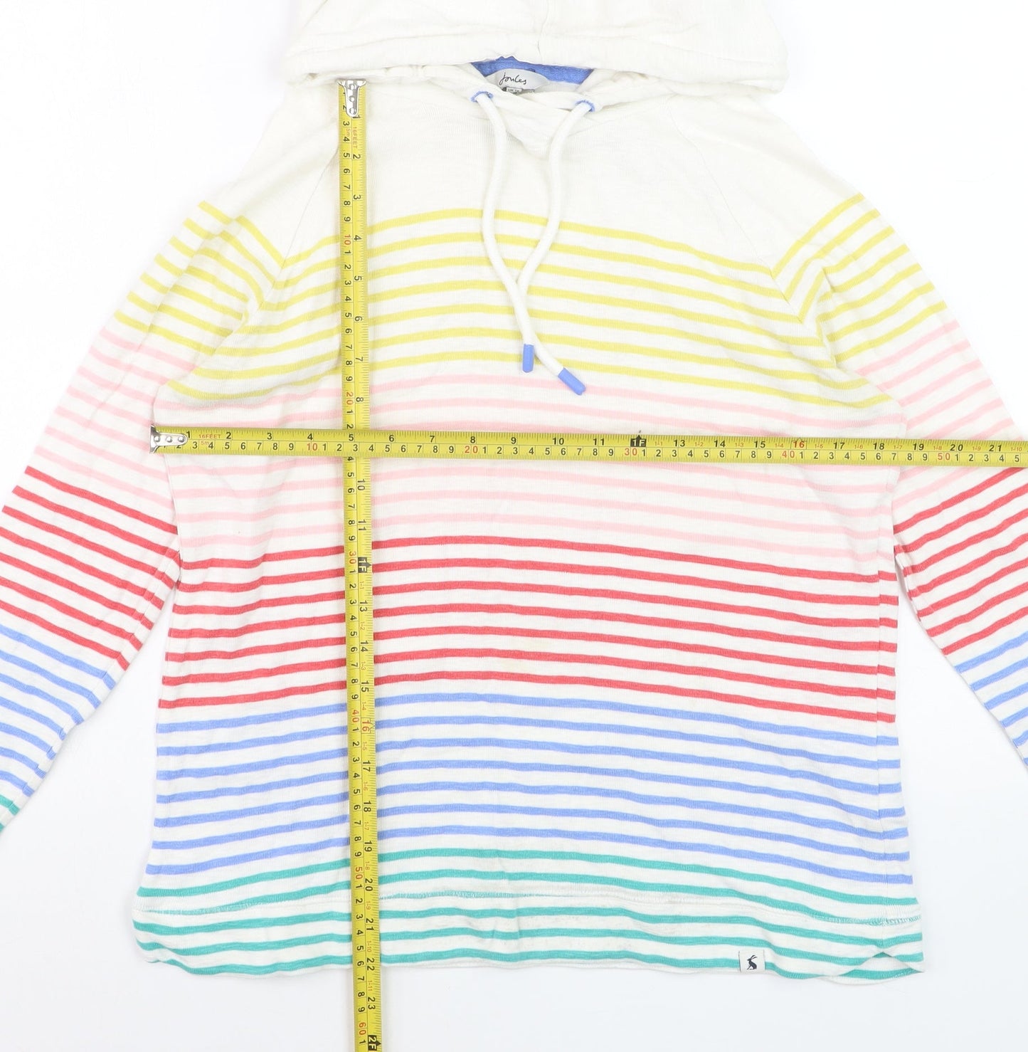 Joules Women Multicoloured Stripe Pullover Hoodie Size 18 Cotton