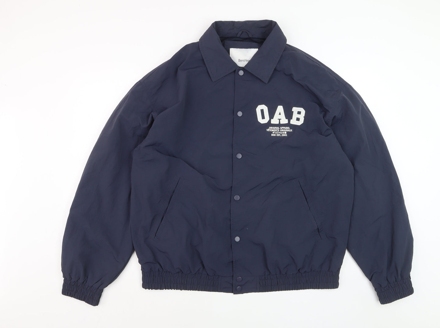Bershka Men's Blue L College Style Lightweight Jacket