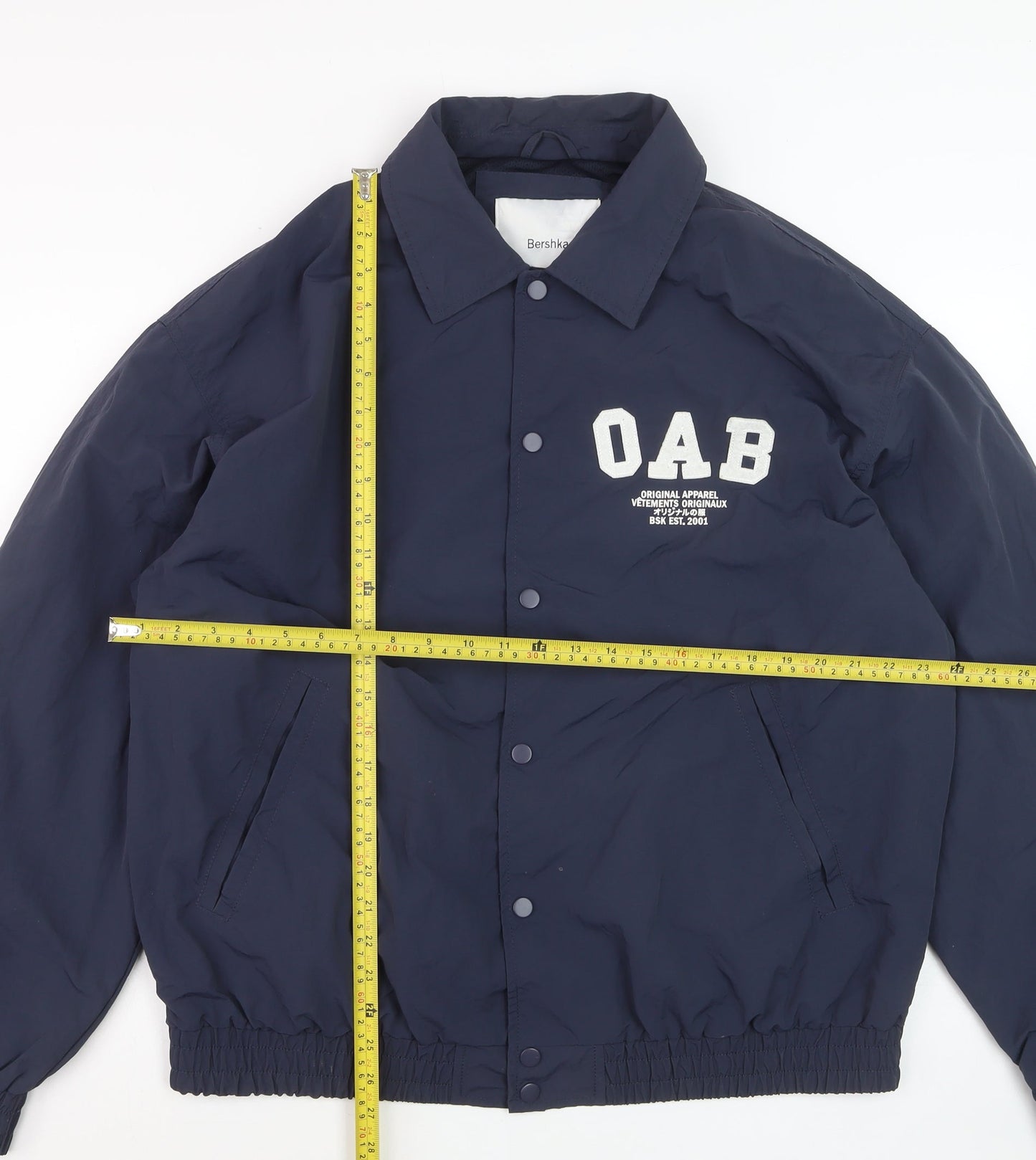 Bershka Men's Blue L College Style Lightweight Jacket