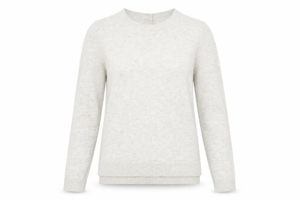 The White Company Women Ivory Crew Neck Wool Blend Jumper Size 8