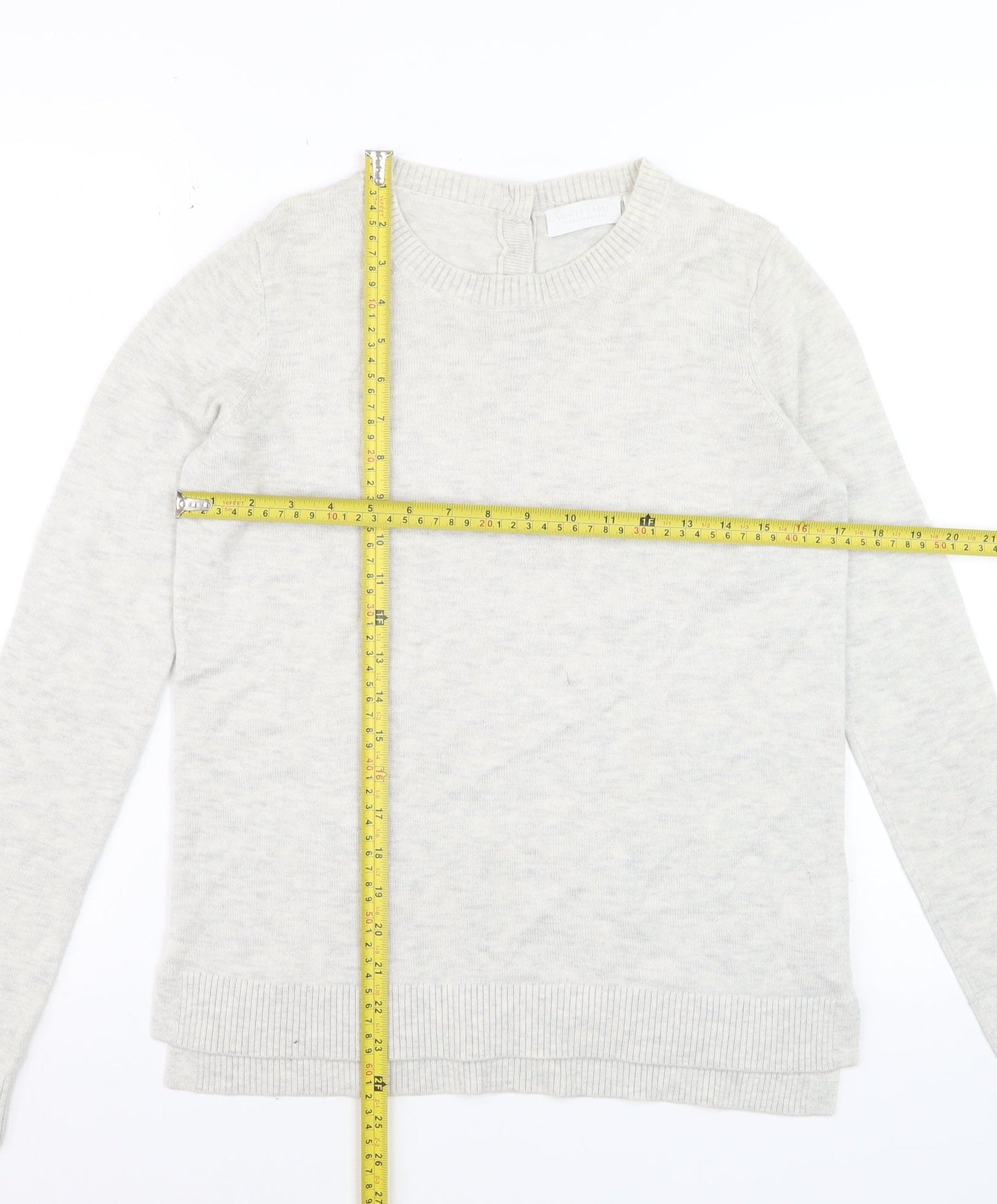 The White Company Women Ivory Crew Neck Wool Blend Jumper Size 8