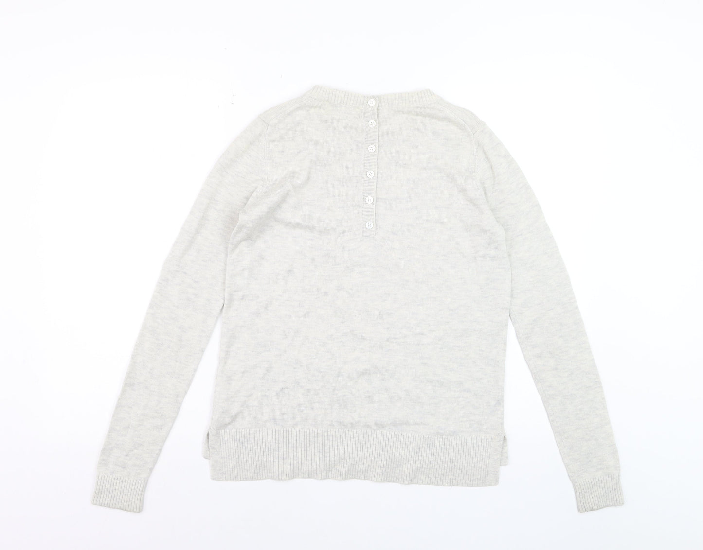 The White Company Women Ivory Crew Neck Wool Blend Jumper Size 8