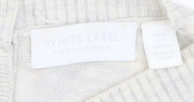 The White Company Women Ivory Crew Neck Wool Blend Jumper Size 8