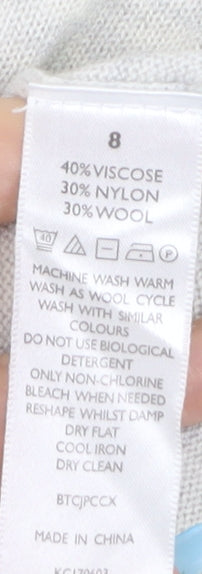 The White Company Women Ivory Crew Neck Wool Blend Jumper Size 8