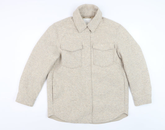 H&M Men’s Beige Fleece Jacket XS Regular Fit Polyester