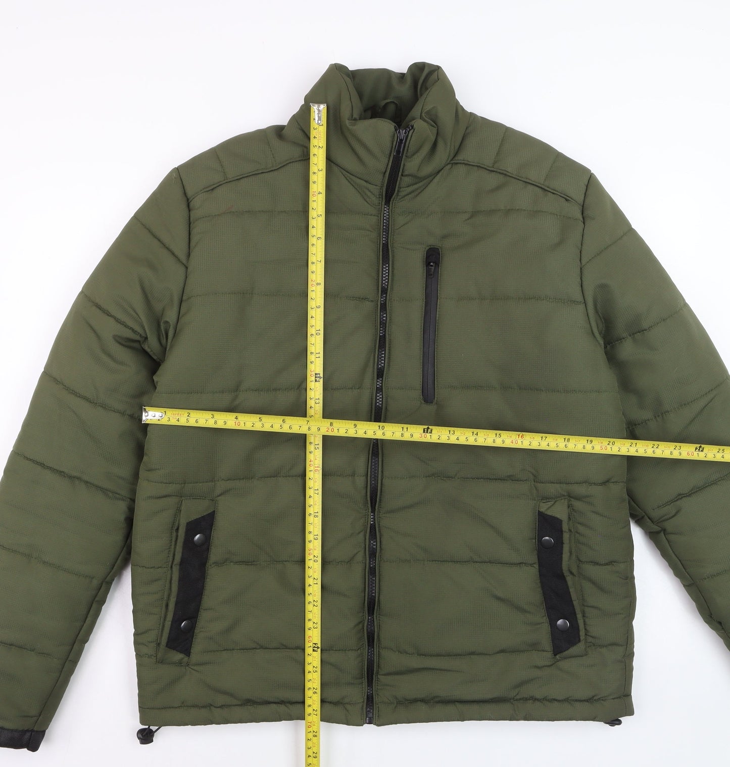 UNO.CAMICIE Men's Green Puffer Jacket L Polyester Winter Coat