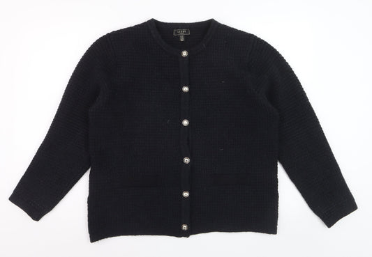 Lipsy Women Black UK 18 Long Sleeve Button Cardigan