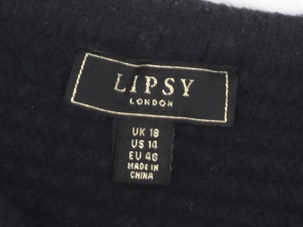 Lipsy Women Black UK 18 Long Sleeve Button Cardigan