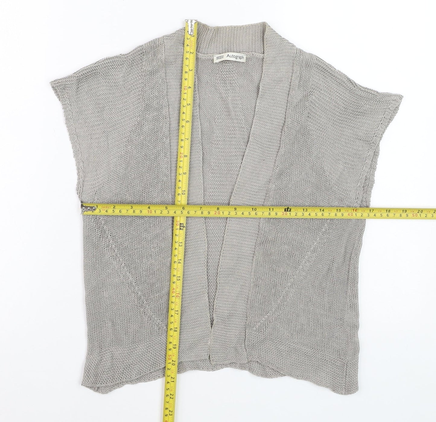Marks and Spencer Autograph Womens Beige Open Knit Linen Blend Cardigan Size 10