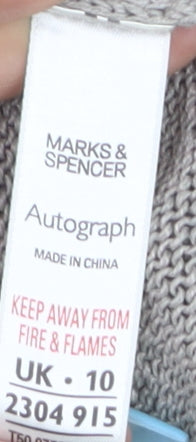 Marks and Spencer Autograph Womens Beige Open Knit Linen Blend Cardigan Size 10